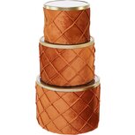 Dekoratief | Set 3 tondozen, oranje, karton/glas, 20x20x15cm | A239065 Dekoratief | Set 3 tondozen, oranje, karton/glas, 20x20x15cm | A239065
