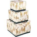 Dekoratief | Set 3 dozen 'Golden Deer', VK, goud/wit, karton, 16x16x13cm | A239076 Dekoratief | Set 3 dozen 'Golden Deer', VK, goud/wit, karton, 16x16x13cm | A239076