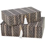Dekoratief | Set 2 dozen m/kwastje 'Aztec', zwart, naturel, 32x23x10cm | A239084 Dekoratief | Set 2 dozen m/kwastje 'Aztec', zwart, naturel, 32x23x10cm | A239084