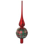 Dekoratief | Kerstboompiek geruit, rood/groen, glas, 8x8x29cm | A239055 Dekoratief | Kerstboompiek geruit, rood/groen, glas, 8x8x29cm | A239055