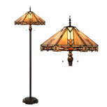 Clayre & Eef | Tiffany Vloerlamp Beige ø 50x161 cm E27/max 2x60W | 5LL-6324 Clayre & Eef | Tiffany Vloerlamp Beige ø 50x161 cm E27/max 2x60W | 5LL-6324