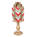 Clayre & Eef | Decoratie cadeau Goudkleurig Rood 17x17x46 cm | 6PR4904 Clayre & Eef | Decoratie cadeau Goudkleurig Rood 17x17x46 cm | 6PR4904