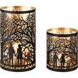 Dekoratief | Set 2 Waxinelichthouders 'Couple in Love', metaal, zwart/goud, 12x12x20cm | A238324 Dekoratief | Set 2 Waxinelichthouders 'Couple in Love', metaal, zwart/goud, 12x12x20cm | A238324
