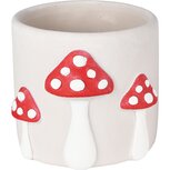 Dekoratief | Bloempot m/paddenstoelen, wit/rood, cement, 16x14x13cm | A235087 Dekoratief | Bloempot m/paddenstoelen, wit/rood, cement, 16x14x13cm | A235087