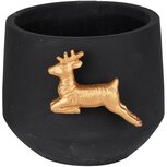 Dekoratief | Bloempot m/rendier, zwart/goud, cement, 15x15x13cm | A235099 Dekoratief | Bloempot m/rendier, zwart/goud, cement, 15x15x13cm | A235099