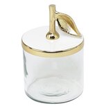 Dekoratief | Bewaarpot, transparant/goud/wit, glas/aluminium, 10x10x17cm | A239006 Dekoratief | Bewaarpot, transparant/goud/wit, glas/aluminium, 10x10x17cm | A239006