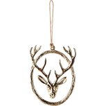 Dekoratief | Hanger rond m/hertenkop, goud, aluminium, 8x1x11cm | A238308 Dekoratief | Hanger rond m/hertenkop, goud, aluminium, 8x1x11cm | A238308