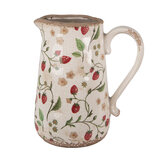 Clayre & Eef | Decoratieve Schenkkan Beige Rood 21x15x23 cm | 6CE1633L Clayre & Eef | Decoratieve Schenkkan Beige Rood 21x15x23 cm | 6CE1633L