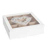 Clayre & Eef | Theedoos 9 vakken Wit 24x24x7 cm | 6H0539 Clayre & Eef | Theedoos 9 vakken Wit 24x24x7 cm | 6H0539