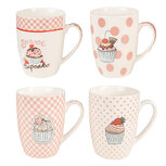 Clayre & Eef | Mokken Set van 4 Roze 12x 8x10 cm / 300 ml | 6CEMS0045 Clayre & Eef | Mokken Set van 4 Roze 12x 8x10 cm / 300 ml | 6CEMS0045