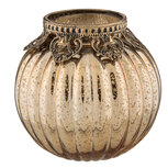 Clayre & Eef | Glazen Theelichthouder Goudkleurig ø 10x10 cm | 6GL2209