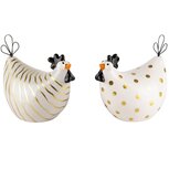 Dekoratief | Kippetje broedend, wit/goud, keramiek, 13x9x13cm, set van 2 stuks | A240056 Dekoratief | Kippetje broedend, wit/goud, keramiek, 13x9x13cm, set van 2 stuks | A240056