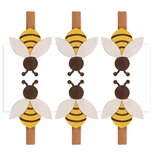 Dekoratief | Set 6 speldjes m/bij, hout, 13x13cm | A240557 Dekoratief | Set 6 speldjes m/bij, hout, 13x13cm | A240557