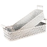 Dekoratief | Set 2 bakjes m/oor, wit, metaal, 35x13x7cm | A240760 Dekoratief | Set 2 bakjes m/oor, wit, metaal, 35x13x7cm | A240760