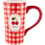Dekoratief | Mok hoog m/kersen, wit/rood, keramiek, 15x9x16cm | A240091 Dekoratief | Mok hoog m/kersen, wit/rood, keramiek, 15x9x16cm | A240091