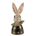 Clayre & Eef | Decoratie Konijn Wit Goudkleurig Zwart 11x11x23 cm | 6PR4086