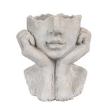 Clayre & Eef | Bloempot Binnen Hoofd Grijs 17x14x18 cm | 6TE0498S Clayre & Eef | Bloempot Binnen Hoofd Grijs 17x14x18 cm | 6TE0498S