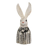 Clayre & Eef | Decoratie beeld Konijn Wit Goudkleurig zwart 16x14x42 cm | 6PR4090