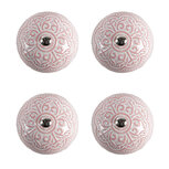 Clayre & Eef | Deurknop set van 4 Roze ø 4x3/6 cm | 65302 Clayre & Eef | Deurknop set van 4 Roze ø 4x3/6 cm | 65302
