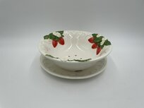 Aardbeien-test middel Ø 23 cm schaal wit rood groen | TR14 | Piccobella Italiaans Servies