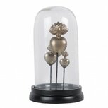 Clayre & Eef | Stolp met decoratie Zilverkleurig Zwart ø 22x13 cm | 65466 Clayre & Eef | Stolp met decoratie Zilverkleurig Zwart ø 22x13 cm | 65466