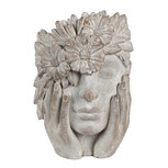 Clayre & Eef | Bloempot Binnen Hoofd Grijs 27x22x31 cm | 6TE0500 Clayre & Eef | Bloempot Binnen Hoofd Grijs 27x22x31 cm | 6TE0500