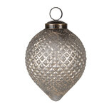 Clayre & Eef | Kerstbal Grijs ø 8x10 cm | 6GL4694 Clayre & Eef | Kerstbal Grijs ø 8x10 cm | 6GL4694