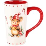 Dekoratief | Mok hoog m/muis, dolomiet, wit/rood, 16x9x16cm | A245032 Dekoratief | Mok hoog m/muis, dolomiet, wit/rood, 16x9x16cm | A245032