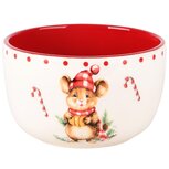 Dekoratief | Bowl m/muis, dolomiet, wit/rood, 13x13x8cm | A245033 Dekoratief | Bowl m/muis, dolomiet, wit/rood, 13x13x8cm | A245033