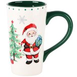 Dekoratief | Mok hoog m/santa, dolomiet, wit/groen, 16x9x16cm | A245036 Dekoratief | Mok hoog m/santa, dolomiet, wit/groen, 16x9x16cm | A245036