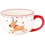 Dekoratief | Mok laag m/rendier, dolomiet, wit/rood, 16x13x8cm | A245039 Dekoratief | Mok laag m/rendier, dolomiet, wit/rood, 16x13x8cm | A245039