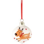 Dekoratief | Hanger bal m/rendier, dolomiet, wit/rood, 8x5x8cm | A245044 Dekoratief | Hanger bal m/rendier, dolomiet, wit/rood, 8x5x8cm | A245044