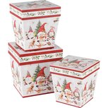 Dekoratief | Set 3 dozen vierkant 'Friendly Gnomes', karton, 14x14x15cm | A245047 Dekoratief | Set 3 dozen vierkant 'Friendly Gnomes', karton, 14x14x15cm | A245047