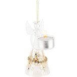 Dekoratief | Hanger engeltje m/theelichthouder, transparant/goud, glas, 7x7x14cm | A245056 Dekoratief | Hanger engeltje m/theelichthouder, transparant/goud, glas, 7x7x14cm | A245056