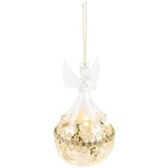 Dekoratief | Hanger engeltje, transparant/goud, glas, LED, 8x8x13cm | A245058 Dekoratief | Hanger engeltje, transparant/goud, glas, LED, 8x8x13cm | A245058