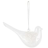 Dekoratief | Hanger vogeltje, wit/transparant, glas, 13x5x6cm | A245064 Dekoratief | Hanger vogeltje, wit/transparant, glas, 13x5x6cm | A245064