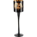 Dekoratief | Theelichthouder op voet 'Tree of Life', glas, 7x7x25cm | A245075 Dekoratief | Theelichthouder op voet 'Tree of Life', glas, 7x7x25cm | A245075
