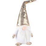 Dekoratief | Pop gnoom, wit/goud, stof, 25x15x61cm | A245097 Dekoratief | Pop gnoom, wit/goud, stof, 25x15x61cm | A245097