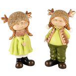 Dekoratief | Winterkindje staand m/muts, groen, resina, 10x7x21cm, set van 2 stuks | A245106 Dekoratief | Winterkindje staand m/muts, groen, resina, 10x7x21cm, set van 2 stuks | A245106