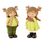 Dekoratief | Winterkindje staand m/muts, groen, resina, 7x4x14cm, set van 2 stuks | A245107 Dekoratief | Winterkindje staand m/muts, groen, resina, 7x4x14cm, set van 2 stuks | A245107