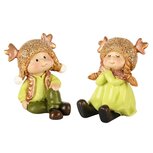 Dekoratief | Winterkindje zittend m/muts, groen, resina, 5x5x6cm, set van 2 stuks | A245108 Dekoratief | Winterkindje zittend m/muts, groen, resina, 5x5x6cm, set van 2 stuks | A245108