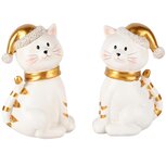 Dekoratief | Poes 'Patty', wit/goud, resina, 7x5x11cm, set van 2 stuks | A245110 Dekoratief | Poes 'Patty', wit/goud, resina, 7x5x11cm, set van 2 stuks | A245110