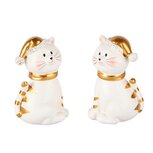 Dekoratief | Poes 'Patty', wit/goud, resina, 5x4x8cm, set van 2 stuks | A245111 Dekoratief | Poes 'Patty', wit/goud, resina, 5x4x8cm, set van 2 stuks | A245111