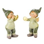 Dekoratief | Winterkindje m/simbalen/trompet, groen, resina, 7x5x12cm, set van 2 stuks | A245114 Dekoratief | Winterkindje m/simbalen/trompet, groen, resina, 7x5x12cm, set van 2 stuks | A245114
