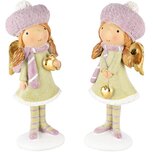 Dekoratief | Wintermeisje staand m/hartje, groen/lila, resina, 6x5x16cm, set van 2 stuks | A245116 Dekoratief | Wintermeisje staand m/hartje, groen/lila, resina, 6x5x16cm, set van 2 stuks | A245116