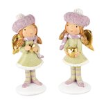 Dekoratief | Wintermeisje staand m/hartje, groen/lila, resina, 4x7x10cm, set van 2 stuks | A245117 Dekoratief | Wintermeisje staand m/hartje, groen/lila, resina, 4x7x10cm, set van 2 stuks | A245117