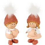 Dekoratief | Winterkindje m/hartje, roze, resina, 5x5x12cm, set van 2 stuks | A245118 Dekoratief | Winterkindje m/hartje, roze, resina, 5x5x12cm, set van 2 stuks | A245118