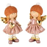 Dekoratief | Wintermeisje staand m/hartje, roze, resina, 8x7x16cm, set van 2 stuks | A245119 Dekoratief | Wintermeisje staand m/hartje, roze, resina, 8x7x16cm, set van 2 stuks | A245119