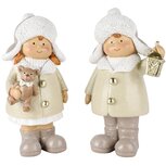 Dekoratief | Winterkindje staand m/beertje/lantaarn, resina, 11x6x18cm, set van 2 stuks | A245122 Dekoratief | Winterkindje staand m/beertje/lantaarn, resina, 11x6x18cm, set van 2 stuks | A245122