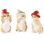 Dekoratief | Poes m/muts, horen/zien/zwijgen, resina, 6x6x11cm, set van 3 stuks | A245171 Dekoratief | Poes m/muts, horen/zien/zwijgen, resina, 6x6x11cm, set van 3 stuks | A245171